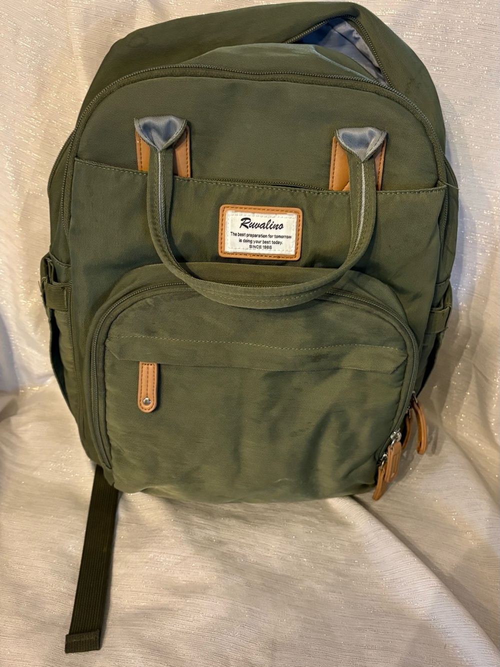RUVALINO Multifunction Travel Diaper Bag Backpack - Olive / Army Green